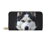 YUNWEIKEJI Il bel cane dalla faccia di Husky divertente, Portafogli Portafogli di grande capacità Porta carte di credito Portafoglio in pelle in microfibra