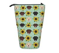 YUNWEIKEJI Il Labrador affronta i girasoli, Astuccio telescopico, Portapenne con cerniera Astuccio per trucco Astuccio per matite Astuccio per penne