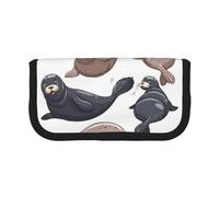 YUNWEIKEJI Illustrazione dei sigilli Leone marino, Astuccio per matite, Astuccio per matite in tela Astuccio per penne a matita di grande capacità