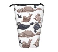 YUNWEIKEJI Illustrazione dei sigilli Leone marino, Astuccio telescopico, Portapenne con cerniera Astuccio per trucco Astuccio per matite Astuccio per penne