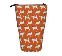 YUNWEIKEJI Jack Russell Terrier arancione simpatico cane Jack Russell, Astuccio telescopico, Portapenne con cerniera Astuccio per trucco Astuccio per matite Astuccio per penne