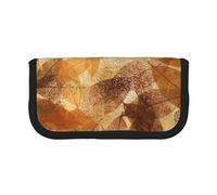 YUNWEIKEJI Lino autunnale marrone beige con foglie dorate, Astuccio per matite, Astuccio per matite in tela Astuccio per penne a matita di grande capacità