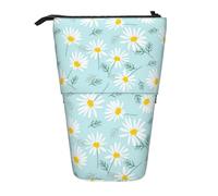 YUNWEIKEJI Margherita floreale delicata blu e bianca, Astuccio telescopico, Portapenne con cerniera Astuccio per trucco Astuccio per matite Astuccio per penne