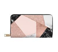 YUNWEIKEJI Marmo bianco nero glitter oro rosa geometrico, Portafogli Portafogli di grande capacità Porta carte di credito Portafoglio in pelle in microfibra