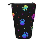 YUNWEIKEJI Modello animale impronta zampa arcobaleno, Astuccio telescopico, Portapenne con cerniera Astuccio per trucco Astuccio per matite Astuccio per penne