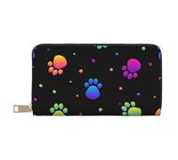 YUNWEIKEJI Modello animale impronta zampa arcobaleno, Portafogli Portafogli di grande capacità Porta carte di credito Portafoglio in pelle in microfibra