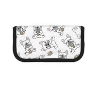 YUNWEIKEJI Modello carino bulldog francese, Astuccio per matite, Astuccio per matite in tela Astuccio per penne a matita di grande capacità