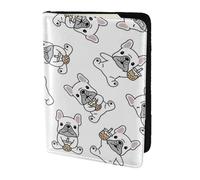 YUNWEIKEJI Modello carino bulldog francese, Porta passaporto da viaggio in pelle PU Custodia per passaporto Copertine per passaporto da 5,5 pollici