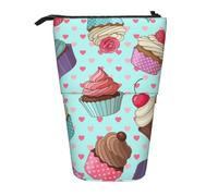YUNWEIKEJI Modello cupcake stampato, Astuccio telescopico, Portapenne con cerniera Astuccio per trucco Astuccio per matite Astuccio per penne