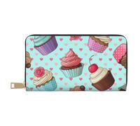 YUNWEIKEJI Modello cupcake stampato, Portafogli Portafogli di grande capacità Porta carte di credito Portafoglio in pelle in microfibra