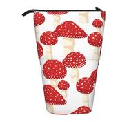 YUNWEIKEJI Modello di funghi rossi dell'agarico di mosca, Astuccio telescopico, Portapenne con cerniera Astuccio per trucco Astuccio per matite Astuccio per penne