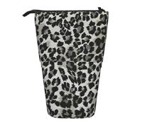 YUNWEIKEJI Modello Leopardo Grigio E Nero, Astuccio telescopico, Portapenne con cerniera Astuccio per trucco Astuccio per matite Astuccio per penne