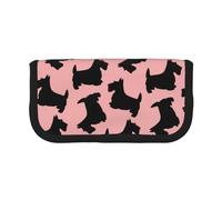 YUNWEIKEJI Modello Scottish Terrier rosa nero, Astuccio per matite, Astuccio per matite in tela Astuccio per penne a matita di grande capacità