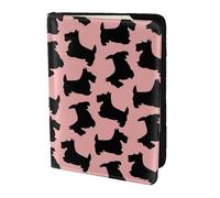 YUNWEIKEJI Modello Scottish Terrier rosa nero, Porta passaporto da viaggio in pelle PU Custodia per passaporto Copertine per passaporto da 5,5 pollici