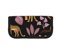 YUNWEIKEJI Modello tropicale leopardo, Astuccio per matite, Astuccio per matite in tela Astuccio per penne a matita di grande capacità