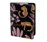 YUNWEIKEJI Modello tropicale leopardo, Porta passaporto da viaggio in pelle PU Custodia per passaporto Copertine per passaporto da 5,5 pollici