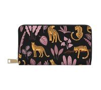 YUNWEIKEJI Modello tropicale leopardo, Portafogli Portafogli di grande capacità Porta carte di credito Portafoglio in pelle in microfibra