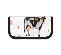 YUNWEIKEJI Mucca Macchiata Di Latte Mucca Nera, Astuccio per matite, Astuccio per matite in tela Astuccio per penne a matita di grande capacità
