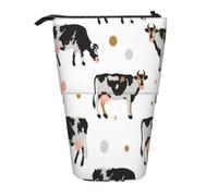 YUNWEIKEJI Mucca Macchiata Di Latte Mucca Nera, Astuccio telescopico, Portapenne con cerniera Astuccio per trucco Astuccio per matite Astuccio per penne