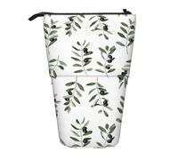 YUNWEIKEJI Natura stile acquerello ramo d'ulivo, Astuccio telescopico, Portapenne con cerniera Astuccio per trucco Astuccio per matite Astuccio per penne