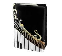YUNWEIKEJI Nota musicale per tastiera di pianoforte, Porta passaporto da viaggio in pelle PU Custodia per passaporto Copertine per passaporto da 5,5 pollici