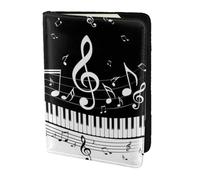 YUNWEIKEJI Note musicali volanti Tasti del pianoforte musicale, Porta passaporto da viaggio in pelle PU Custodia per passaporto Copertine per passaporto da 5,5 pollici