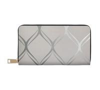 YUNWEIKEJI Onda geometrica grigio argento, Portafogli Portafogli di grande capacità Porta carte di credito Portafoglio in pelle in microfibra