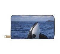 YUNWEIKEJI Orca assassina, Portafogli Portafogli di grande capacità Porta carte di credito Portafoglio in pelle in microfibra