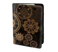 YUNWEIKEJI Orologio ad ingranaggi in bronzo del secolo, Porta passaporto da viaggio in pelle PU Custodia per passaporto Copertine per passaporto da 5,5 pollici