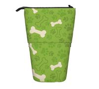 YUNWEIKEJI Ossa della zampa di cane verde, Astuccio telescopico, Portapenne con cerniera Astuccio per trucco Astuccio per matite Astuccio per penne