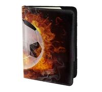 YUNWEIKEJI Pallone da calcio sull'acqua del fuoco, Porta passaporto da viaggio in pelle PU Custodia per passaporto Copertine per passaporto da 5,5 pollici