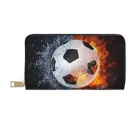 YUNWEIKEJI Pallone da calcio sull'acqua del fuoco, Portafogli Portafogli di grande capacità Porta carte di credito Portafoglio in pelle in microfibra