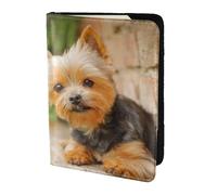 YUNWEIKEJI Parete di cani carini di Yorkshire Terrier Bokeh, Porta passaporto da viaggio in pelle PU Custodia per passaporto Copertine per passaporto da 5,5 pollici