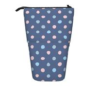 YUNWEIKEJI Pastello Punti Sfondo Blu Navy, Astuccio telescopico, Portapenne con cerniera Astuccio per trucco Astuccio per matite Astuccio per penne