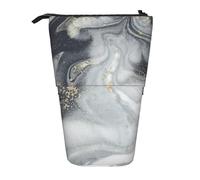 YUNWEIKEJI Pastello Splash astratto in marmo grigio, Astuccio telescopico, Portapenne con cerniera Astuccio per trucco Astuccio per matite Astuccio per penne