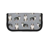 YUNWEIKEJI Pastore australiano Blue Merle Cane Grigio semplice, Astuccio per matite, Astuccio per matite in tela Astuccio per penne a matita di grande capacità