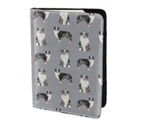 YUNWEIKEJI Pastore australiano Blue Merle Cane Grigio semplice, Porta passaporto da viaggio in pelle PU Custodia per passaporto Copertine per passaporto da 5,5 pollici