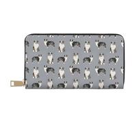 YUNWEIKEJI Pastore australiano Blue Merle Cane Grigio semplice, Portafogli Portafogli di grande capacità Porta carte di credito Portafoglio in pelle in microfibra