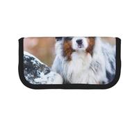 YUNWEIKEJI Pastore australiano neve inverno bellissimi cani, Astuccio per matite, Astuccio per matite in tela Astuccio per penne a matita di grande capacità