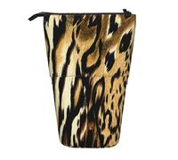 YUNWEIKEJI Pelliccia tigrata di pelle di tigre di leone leopardo, Astuccio telescopico, Portapenne con cerniera Astuccio per trucco Astuccio per matite Astuccio per penne