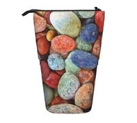 YUNWEIKEJI Pietre colorate stampate, Astuccio telescopico, Portapenne con cerniera Astuccio per trucco Astuccio per matite Astuccio per penne