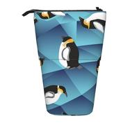 YUNWEIKEJI Pinguino astratto del poligono, Astuccio telescopico, Portapenne con cerniera Astuccio per trucco Astuccio per matite Astuccio per penne