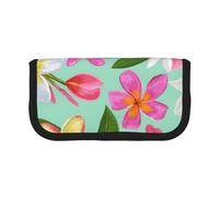 YUNWEIKEJI Plumeria floreale dei fiori tropicali dell'acquerello, Astuccio per matite, Astuccio per matite in tela Astuccio per penne a matita di grande capacità
