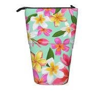 YUNWEIKEJI Plumeria floreale dei fiori tropicali dell'acquerello, Astuccio telescopico, Portapenne con cerniera Astuccio per trucco Astuccio per matite Astuccio per penne