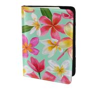 YUNWEIKEJI Plumeria floreale dei fiori tropicali dell'acquerello, Porta passaporto da viaggio in pelle PU Custodia per passaporto Copertine per passaporto da 5,5 pollici