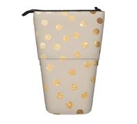 YUNWEIKEJI Pois glitter beige e oro, Astuccio telescopico, Portapenne con cerniera Astuccio per trucco Astuccio per matite Astuccio per penne