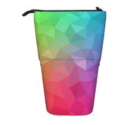 YUNWEIKEJI Poligonale multicolore composta da triangoli arcobaleno, Astuccio telescopico, Portapenne con cerniera Astuccio per trucco Astuccio per matite Astuccio per penne