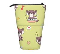YUNWEIKEJI Procione Kawaii carino, Astuccio telescopico, Portapenne con cerniera Astuccio per trucco Astuccio per matite Astuccio per penne