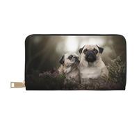 YUNWEIKEJI Pug Dogs Famiglia Bokeh Madre e Cucciolo Cani Animali domestici, Portafogli Portafogli di grande capacità Porta carte di credito Portafoglio in pelle in microfibra