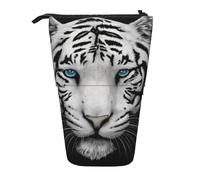 YUNWEIKEJI Pupilla Blu Tigre Bianca, Astuccio telescopico, Portapenne con cerniera Astuccio per trucco Astuccio per matite Astuccio per penne
